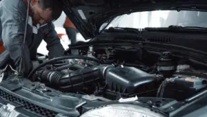 Mechanic inspecting a car engine